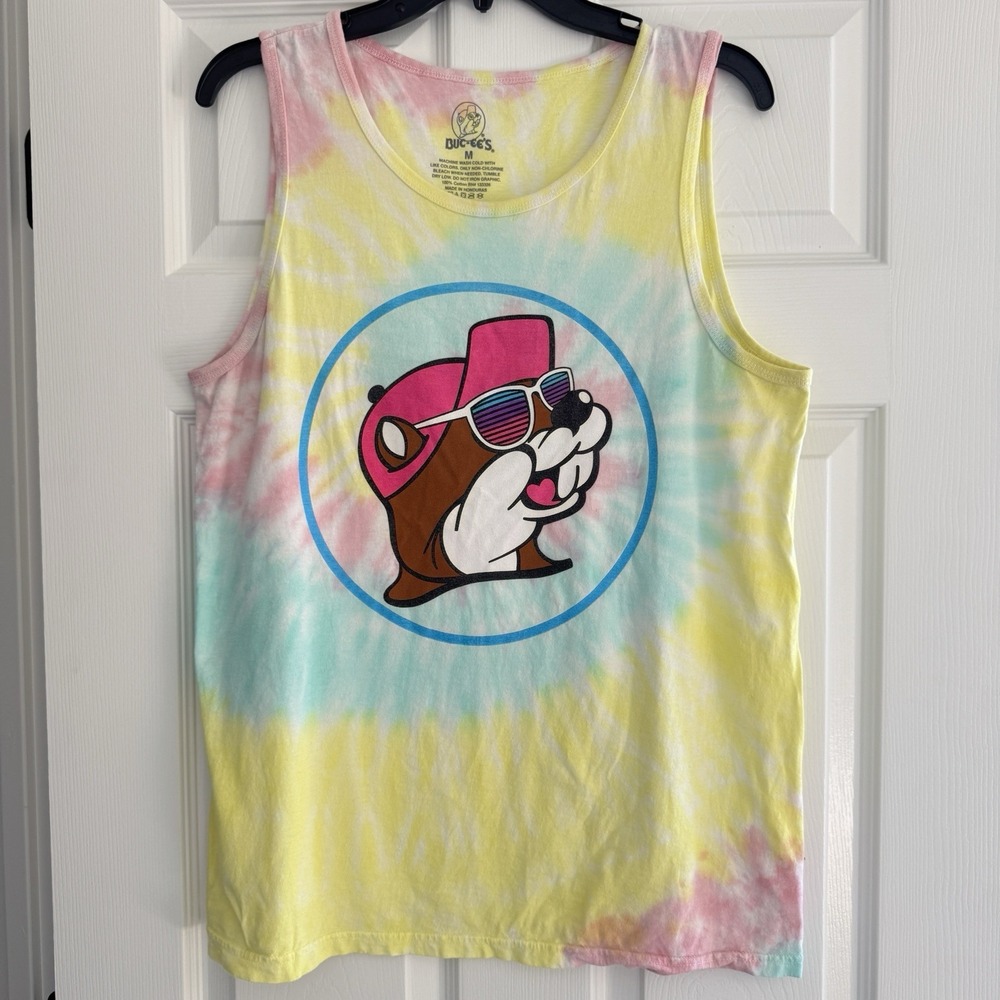 BUC-EES Colorful Tie Dye Sleeveless Tank Muscle SHIRT Sz Adult M Sunglasses Rare